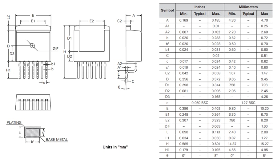 機械図面 - IXYS IXSA80N120L2-7 SiC MOSFET